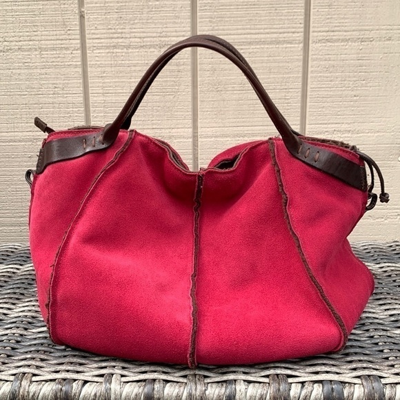 RARE Sofia C Red Suede Bucket Bag - Picture 3 of 16
